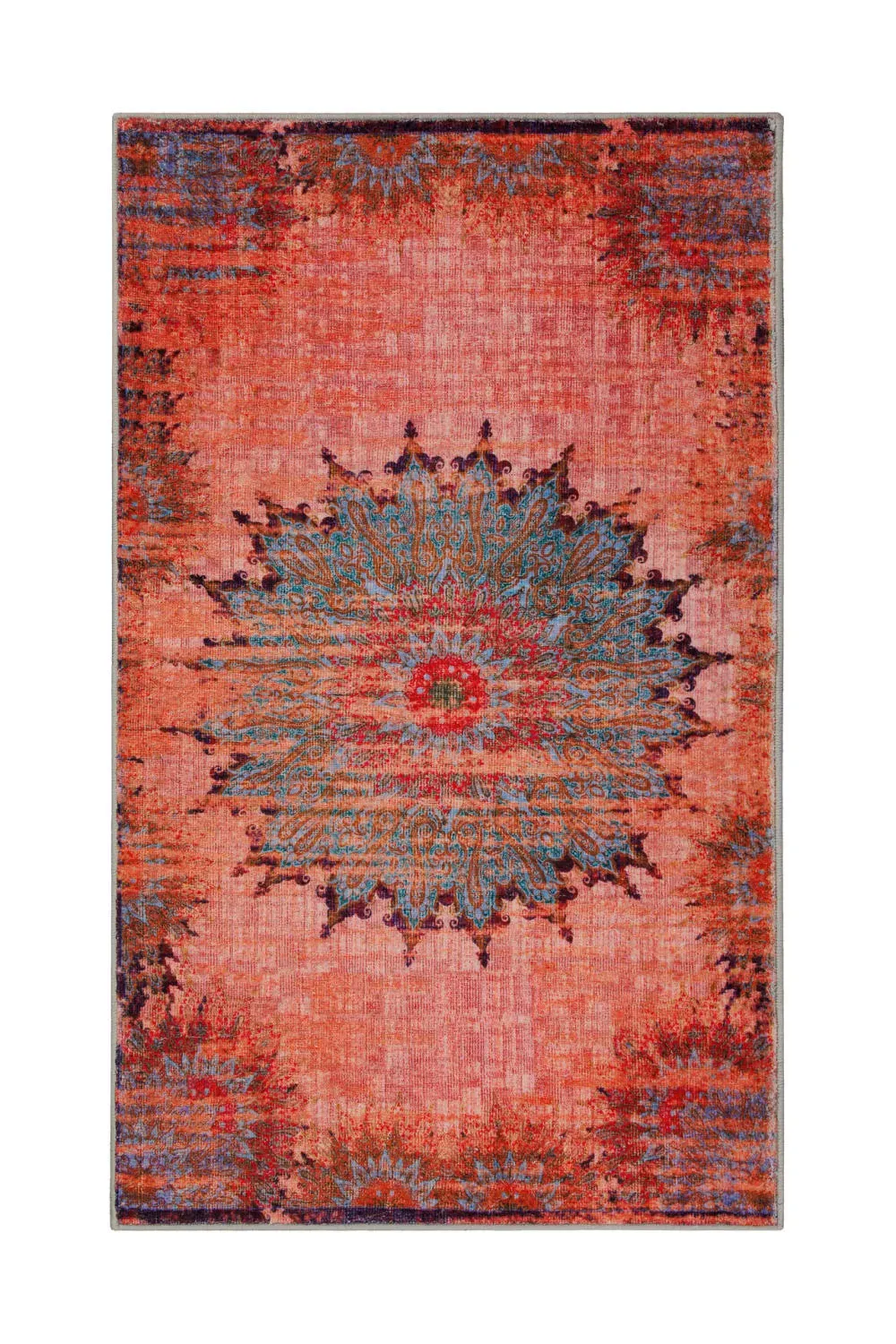 Tapis de bain multicolore motif oriental vintage imprimé 70x120