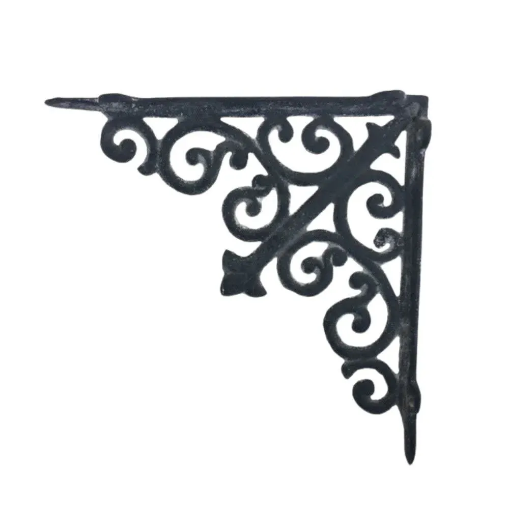 Equerre fixation étagère vintage ancienne fonte grise 25 x 25 cm