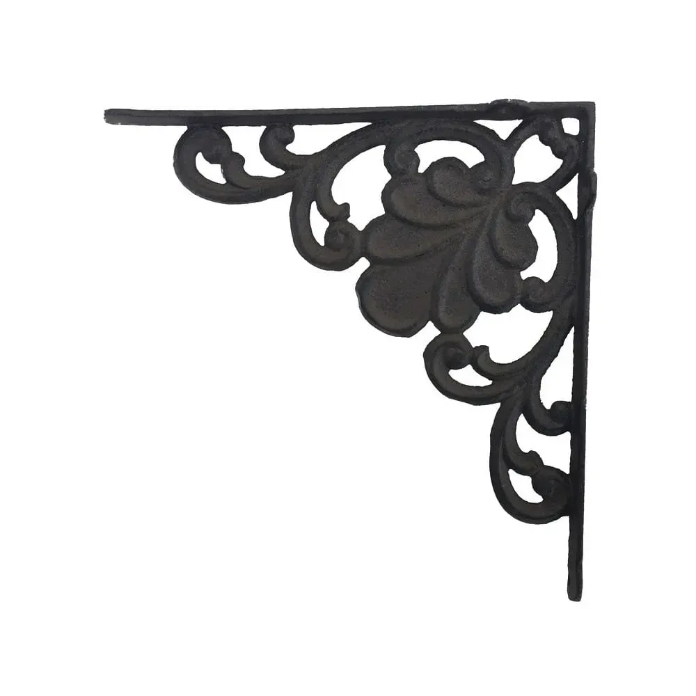 Equerre fixation étagère vintage ancienne fonte marron 23 x 24 cm