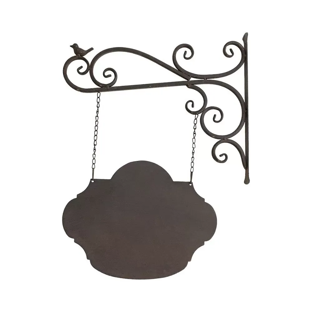 Enseigne plaque de porte écritoire mural jardin métal marron 65x47cm