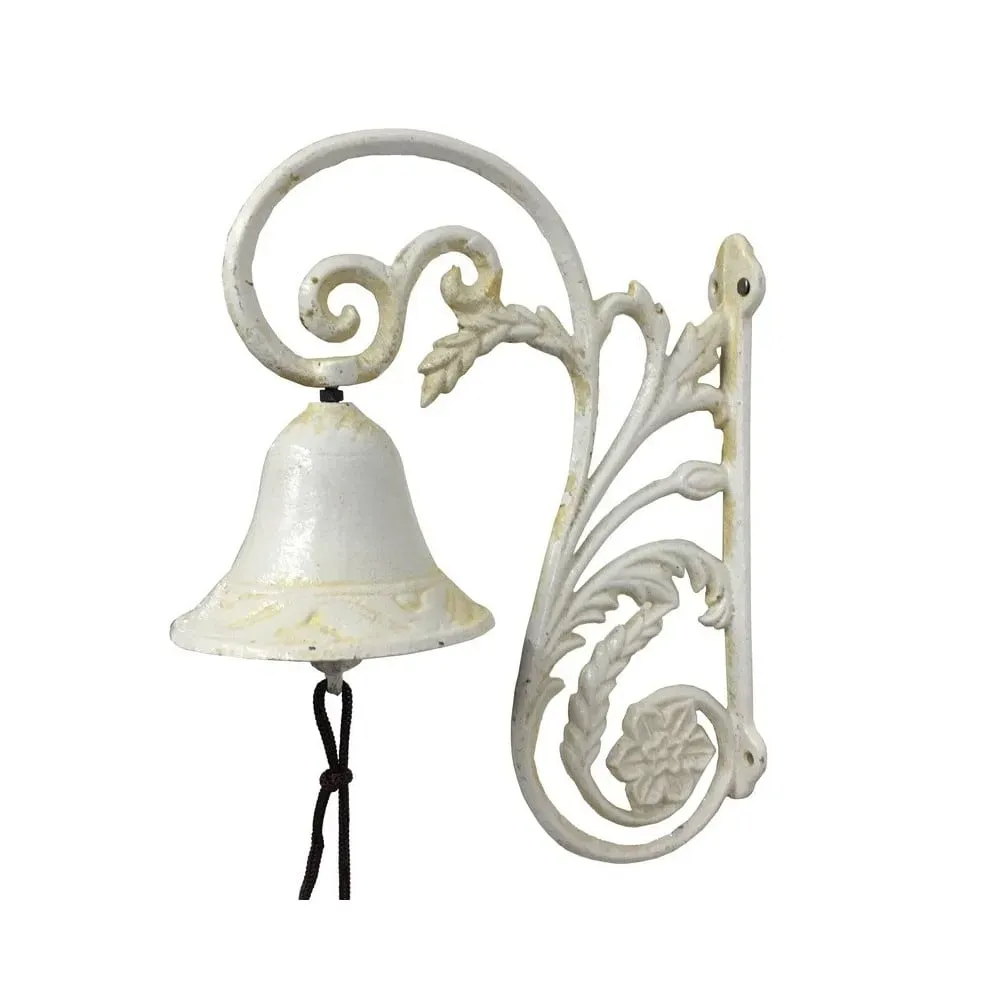 Cloche de jardin de porte ancienne en fonte blanche 23 x 19.5 cm
