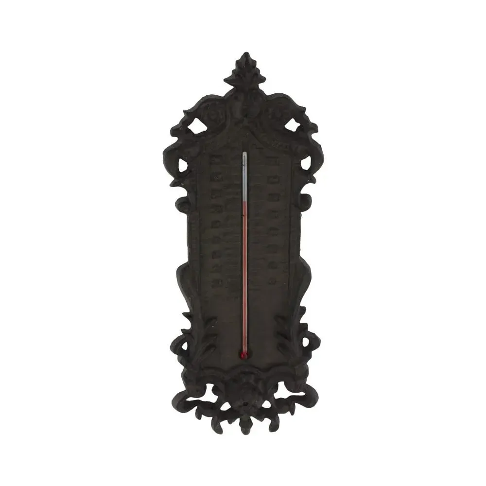 Grand thermomètre extérieur décoratif vintage fonte marron 37cm