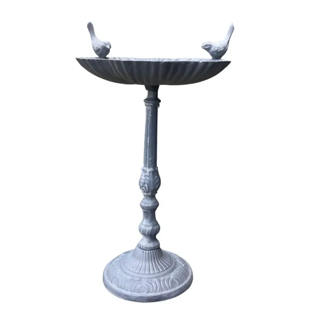 Mangeoire à oiseaux sur pied abreuvoir jardin fonte grise 50cm