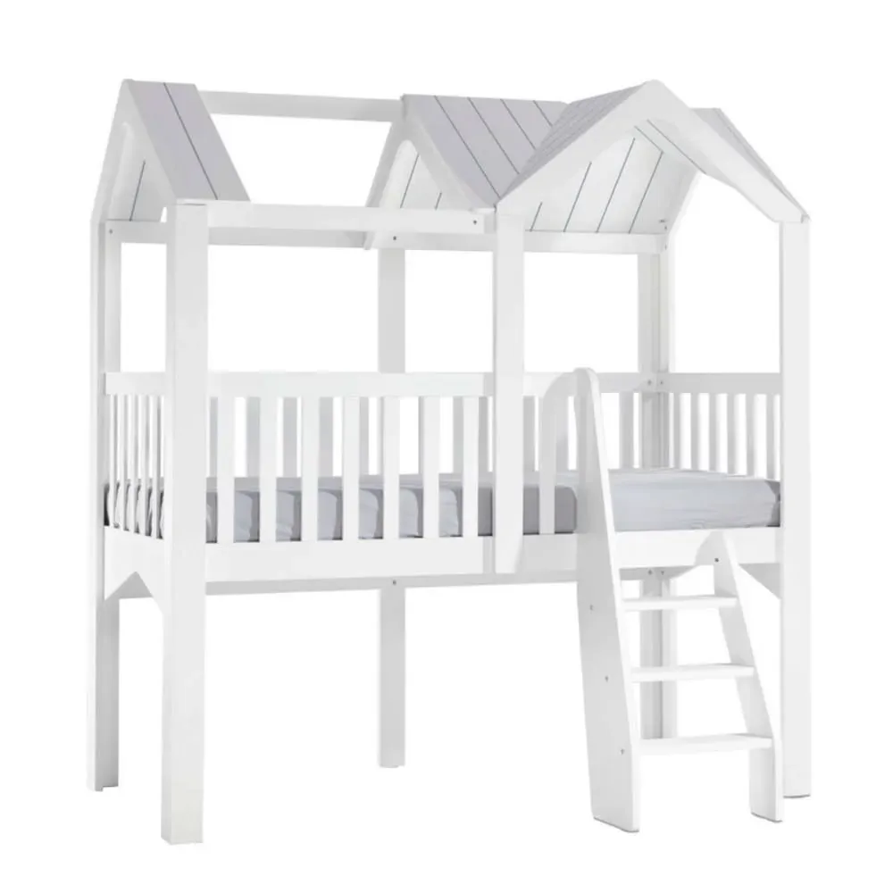 Lit haut en bois blanc 224x210x111cm