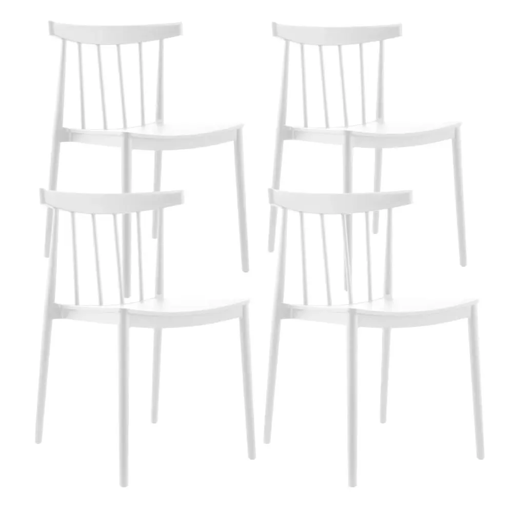 Lot de 4 chaises de terrasse blanc en plastique