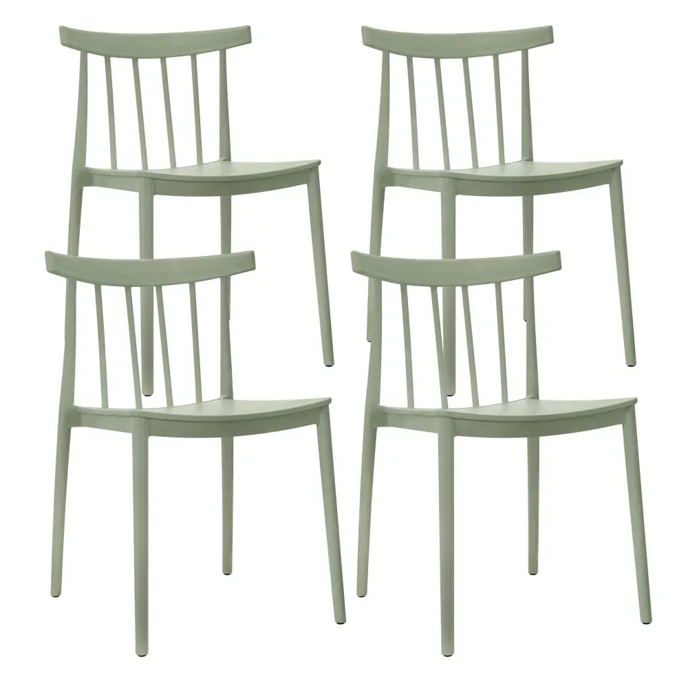 Lot de 4 chaises de terrasse vert sauge en plastique