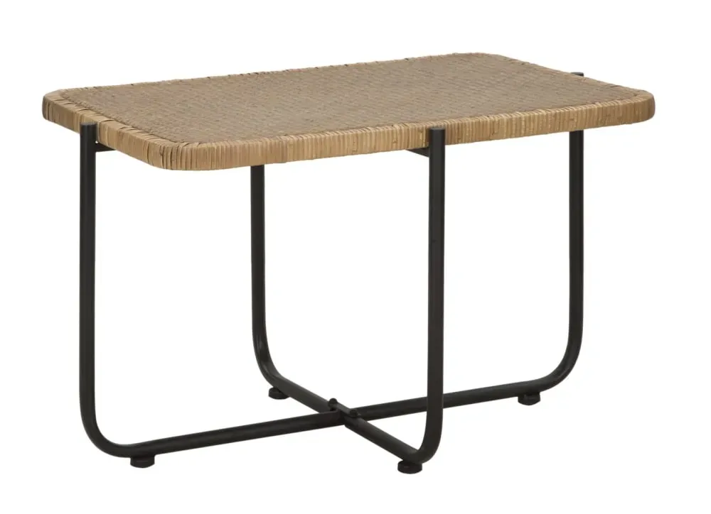 Table basse en fer et bois noir et marron 75x55x46,5  cm