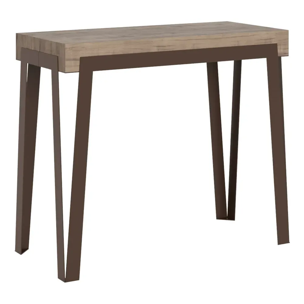 Console extensible effet bois chêne nature 90x40/300 cm