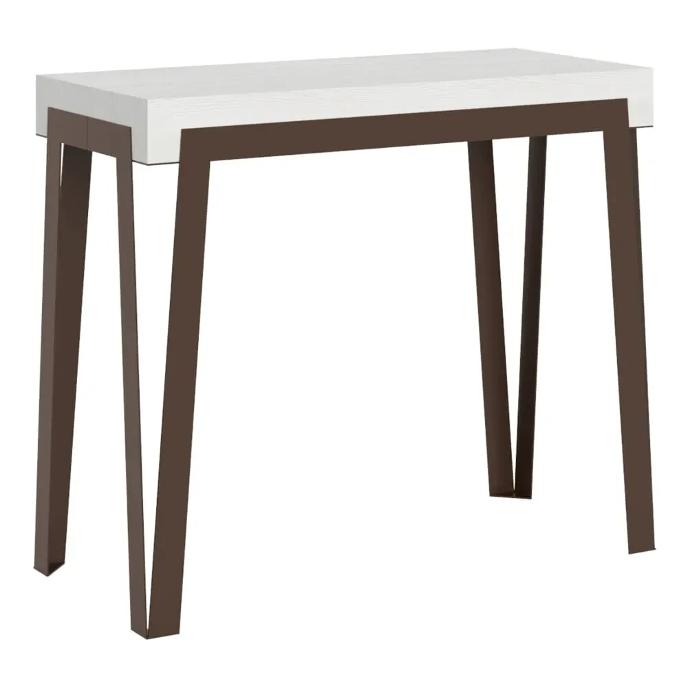 Console extensible effet bois frêne blanc 90x40/300 cm