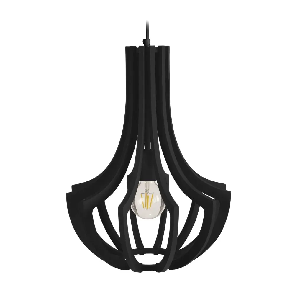 Suspension etbois bois H107cm noir ;Abat-jour: noir