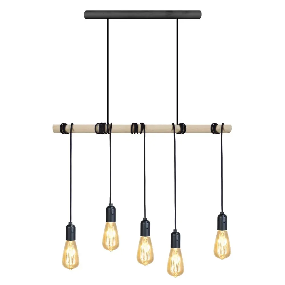 Suspension rectangulaire bois naturel et noir D35xP35xH180 cm