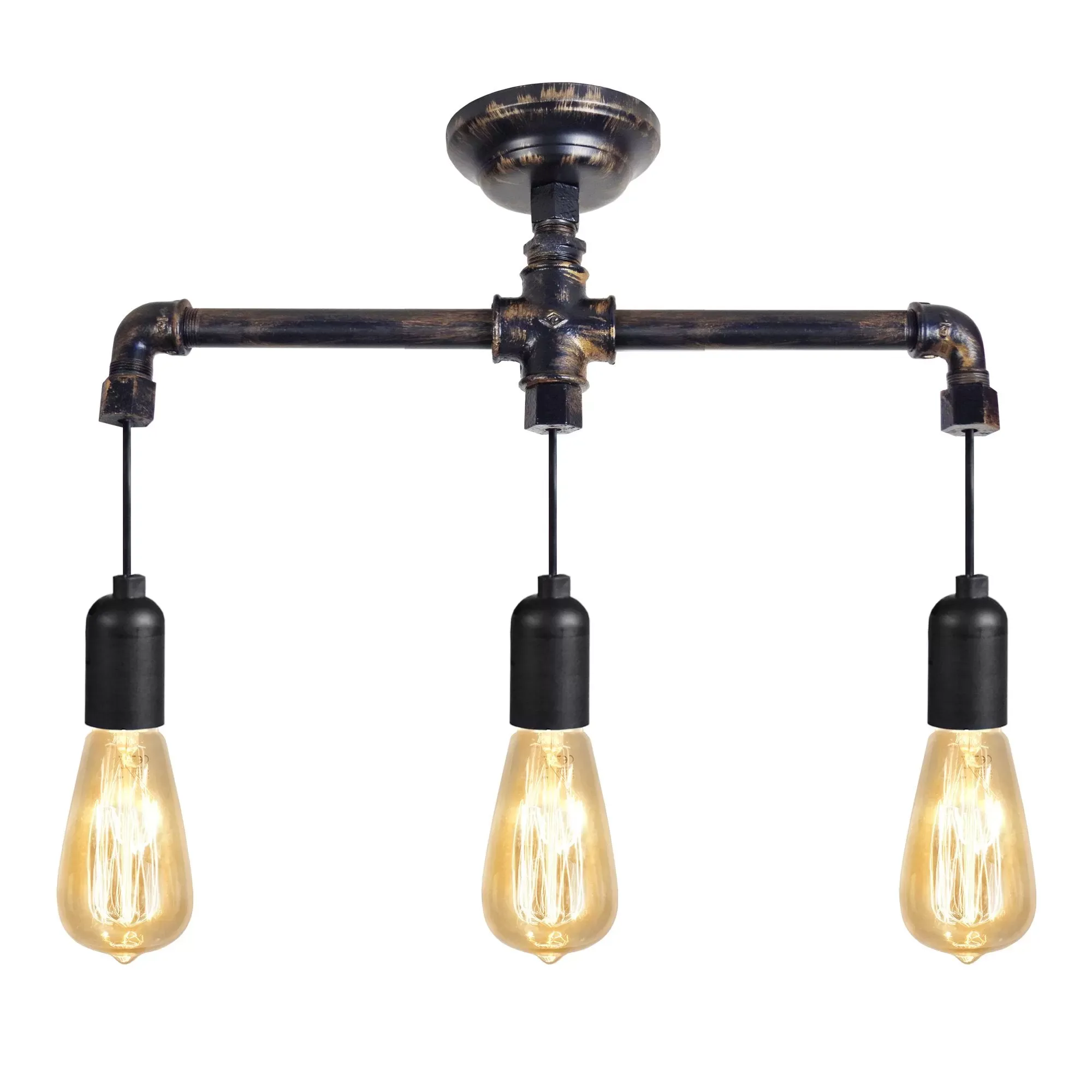 Plafonnier  métal,Noir , H 14xD5x P 65cm