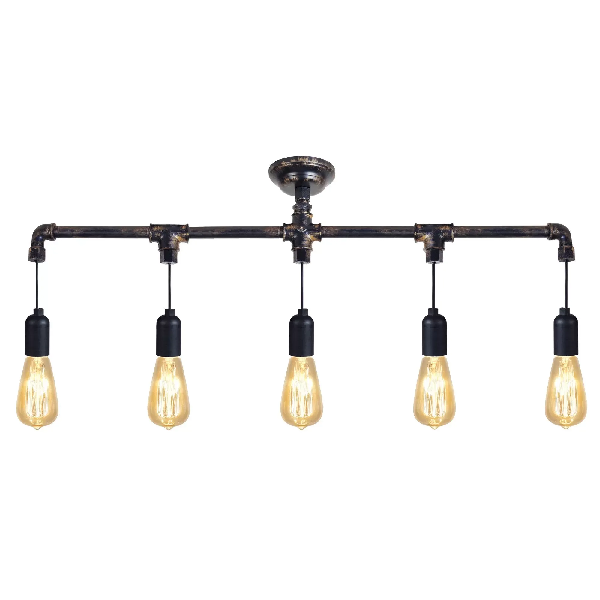 Plafonnier  métal,Noir ,H 25xD5x P 65cm