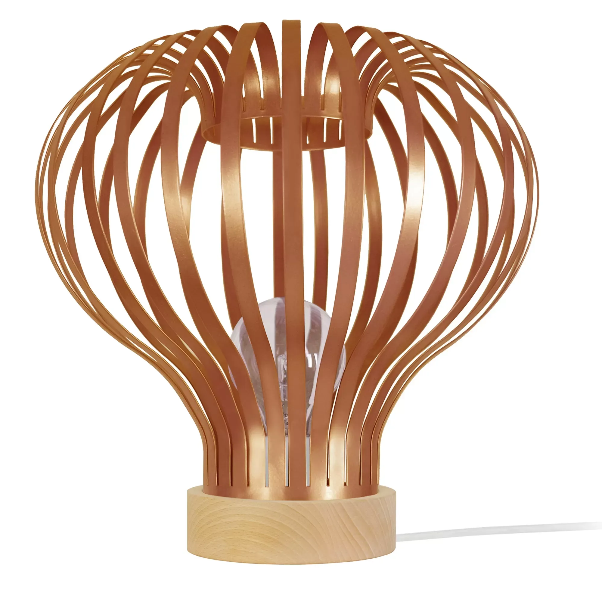 Lampe a poser ronde métal naturel et cuivre D27xP27xH43 cm