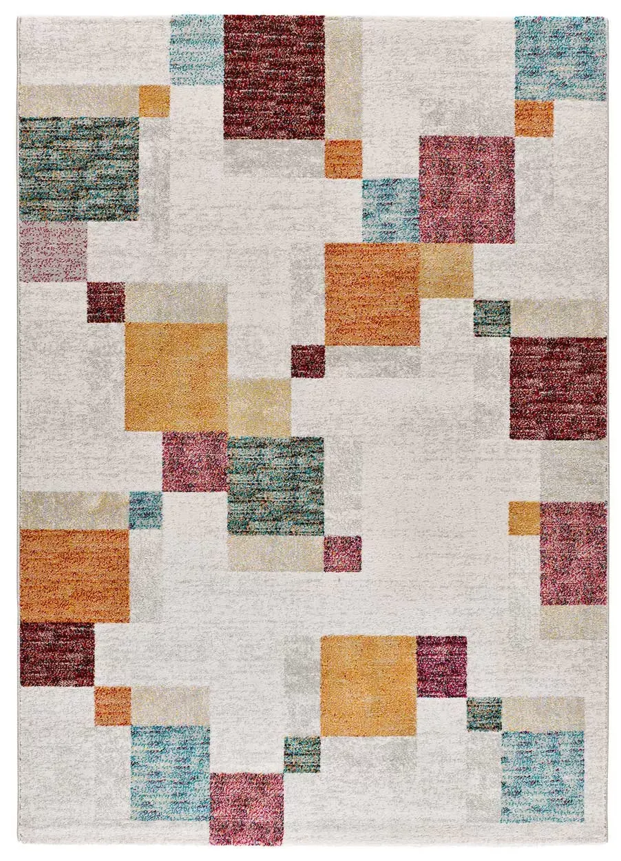 Tapis géométrique blanc/multicolore 133x190 cm