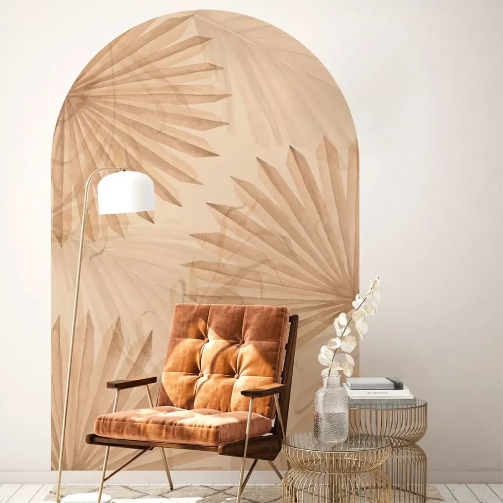 Papier Peint arche feuilles de palmier beige 90x60cm
