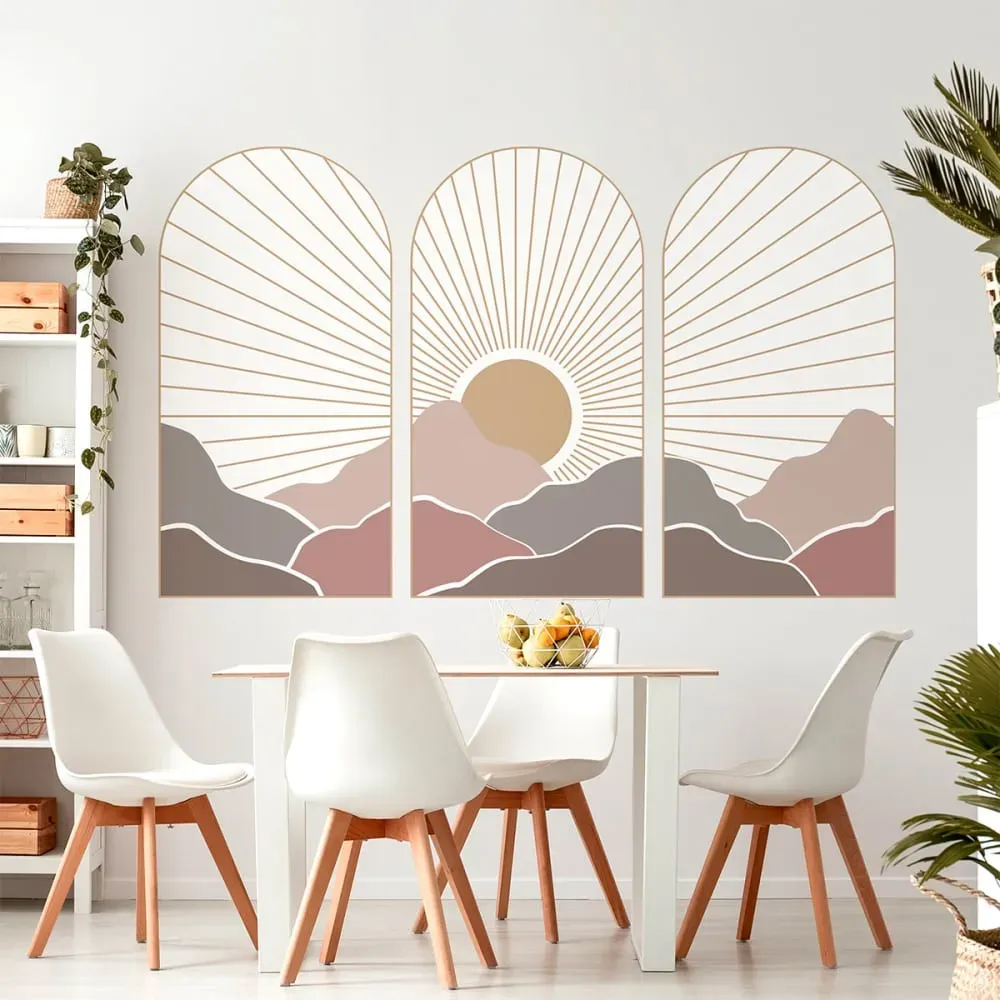 Papier Peint trio d'arches coucher de soleil asiatique 90x135cm