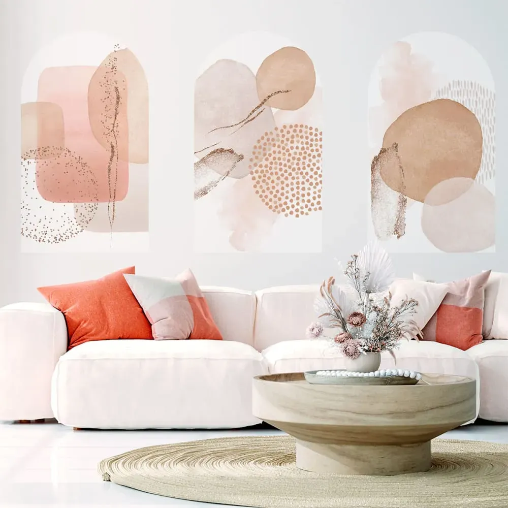 Papier Peint arches abstraits aquarelles beiges 200x120cm