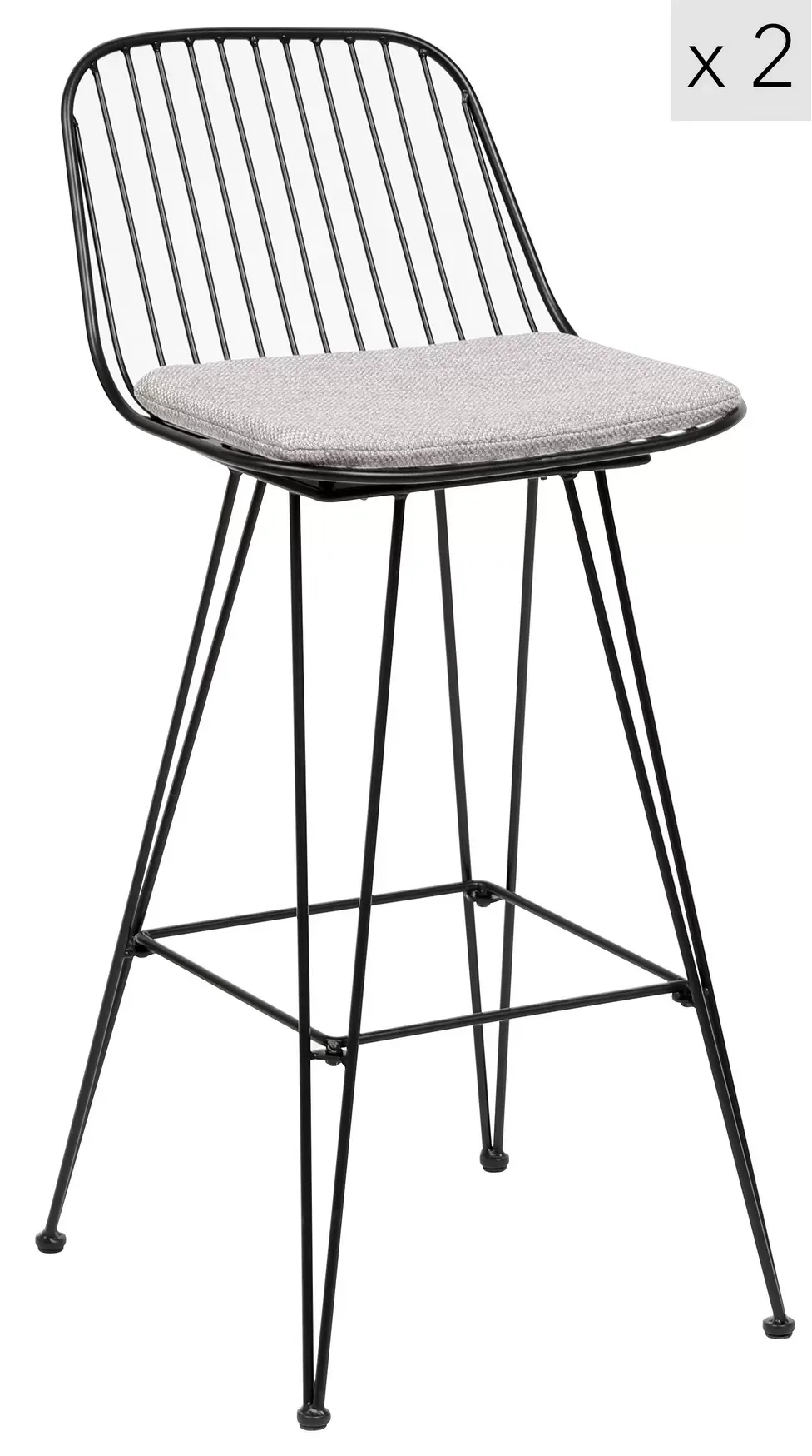 Lot de 2 tabourets de bar industriels en métal gris