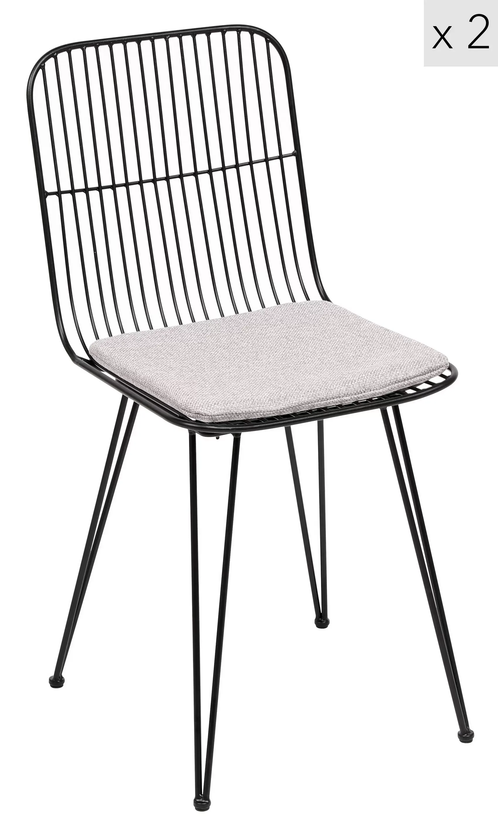 Lot de 2 chaises industrielles en métal gris