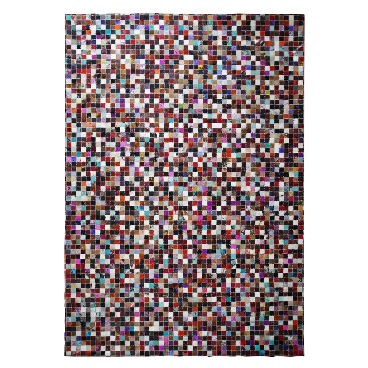 Tapis en cuirs recyclés motif mosaïque marron multi 160x230