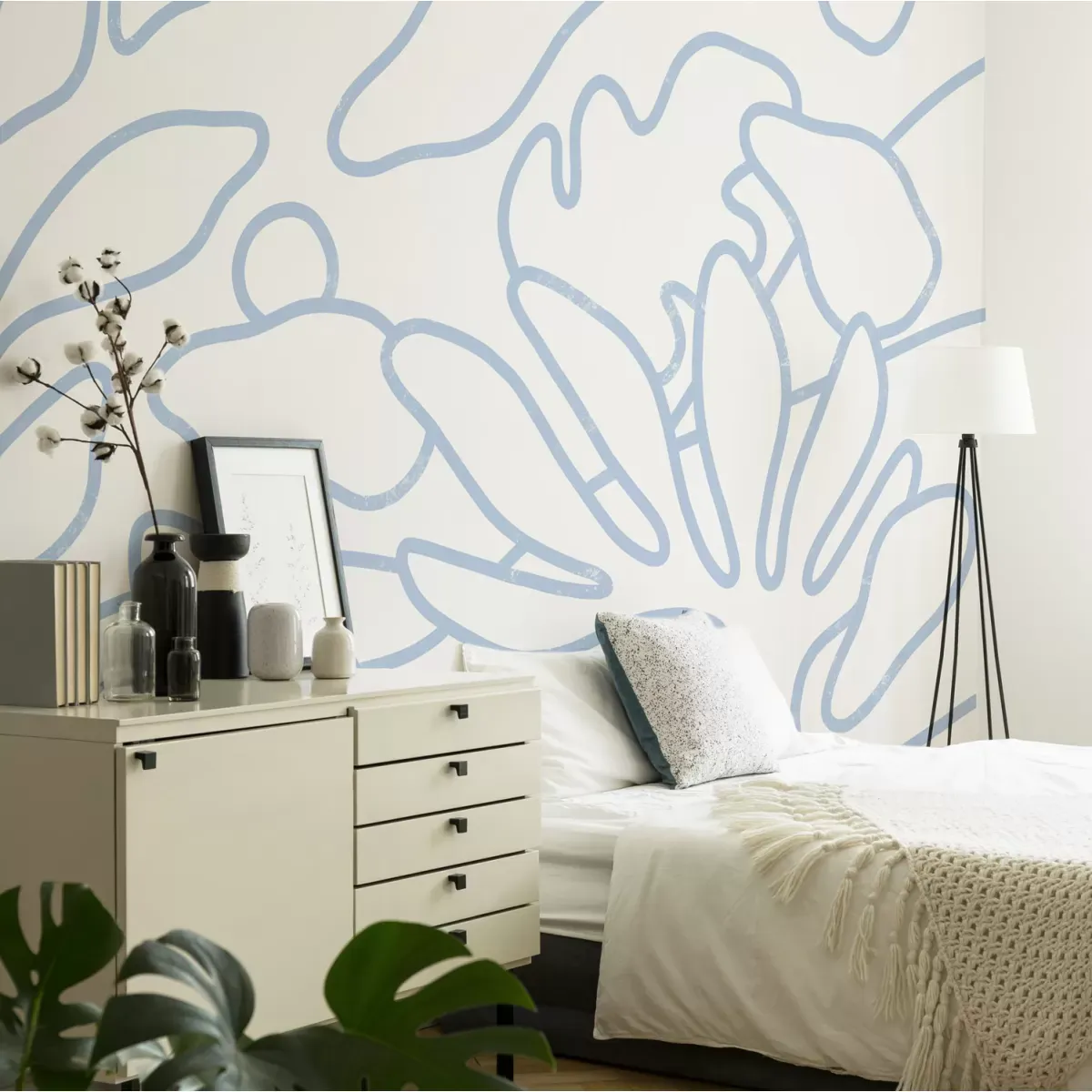 Papier peint panoramique beige et bleu 450x250cm