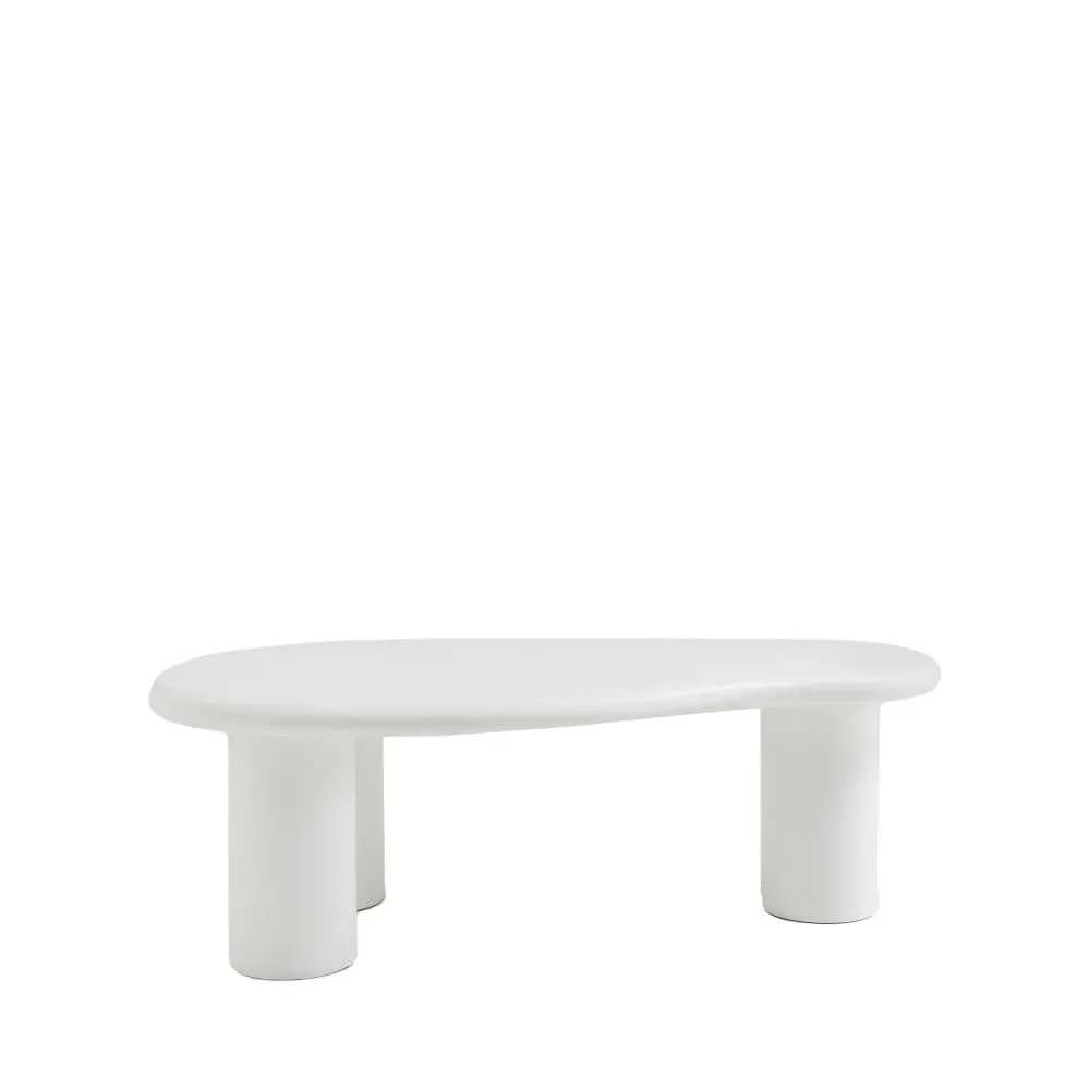 Table basse organique en fibre de ciment L120cm - Blanc