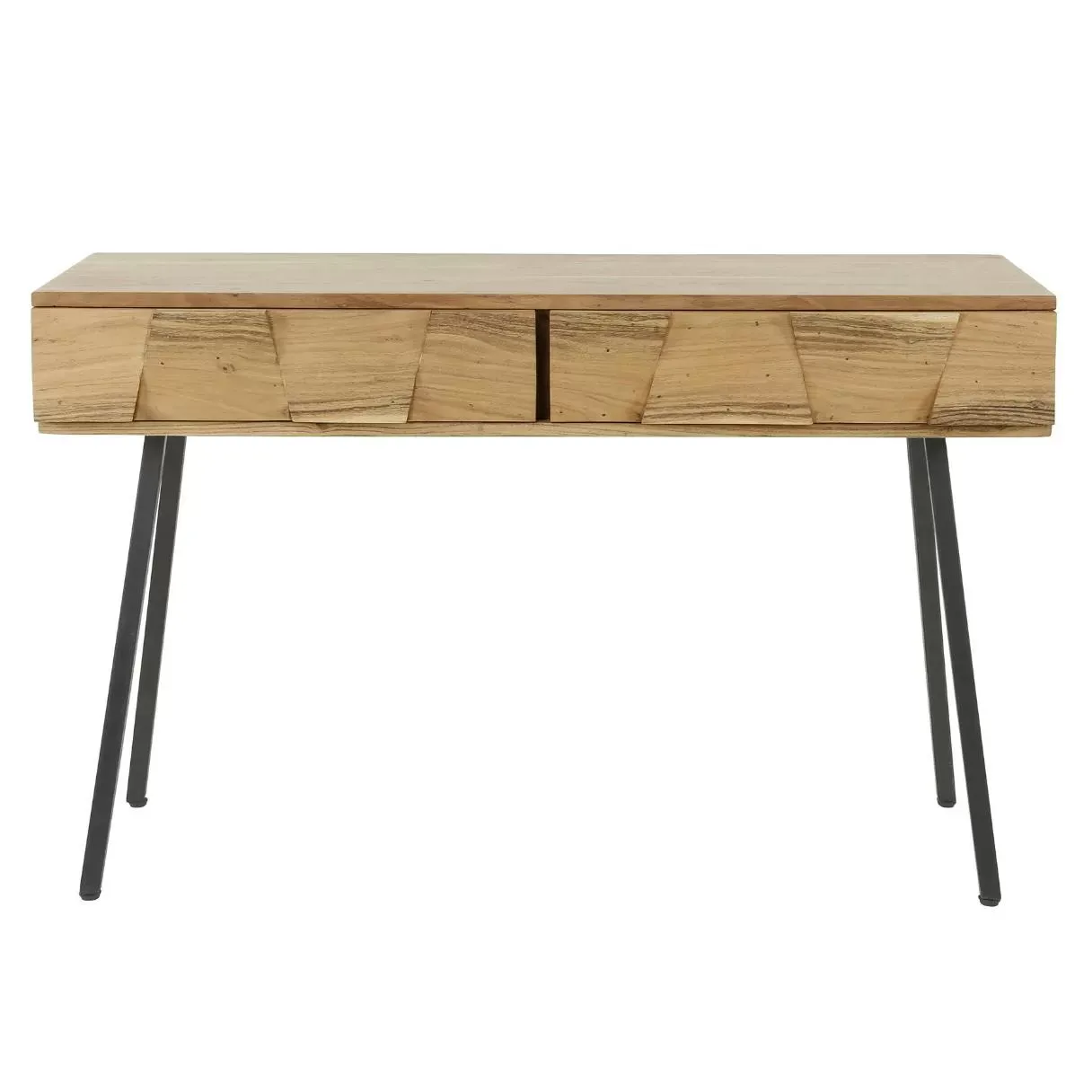 Console de salon 2 tiroirs avec motifs en acacia