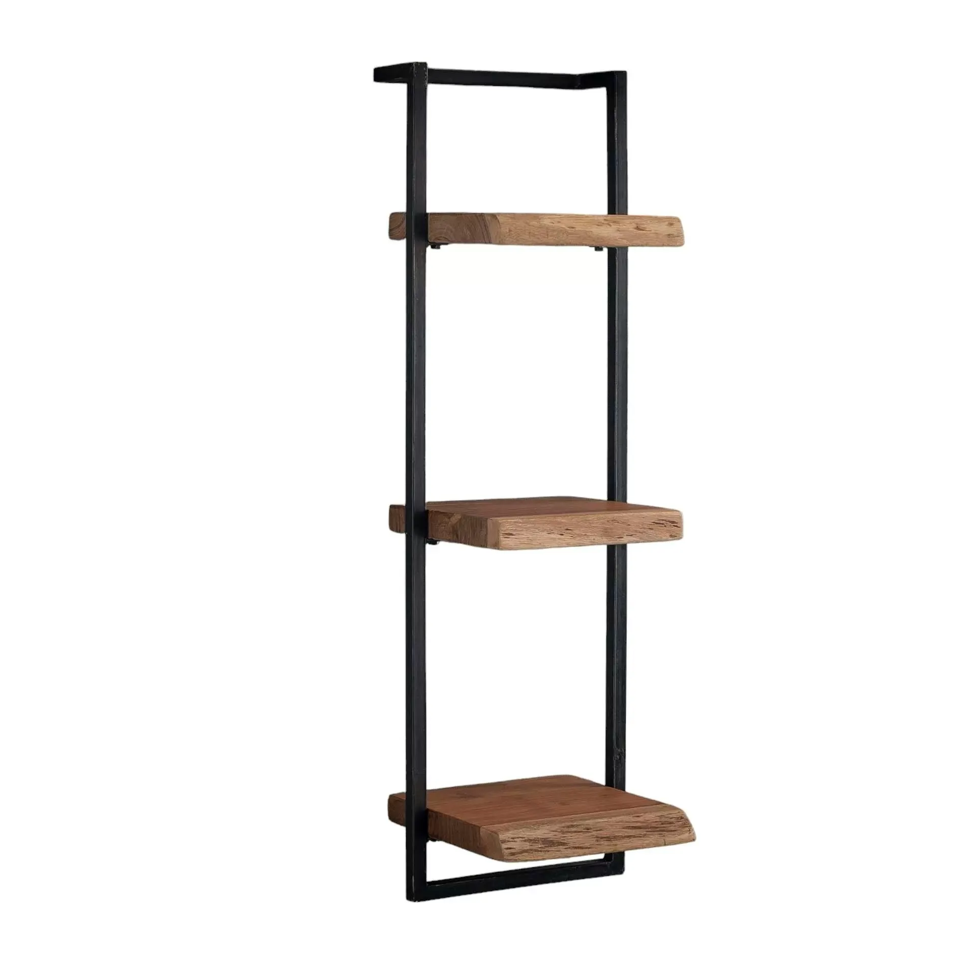Etagère murale verticale 3 niveaux en acacia massif cadre acier