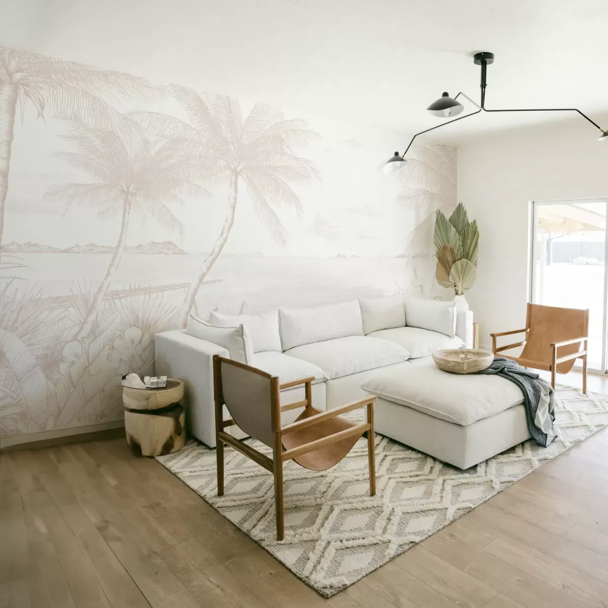 Papier peint panoramique echappée tropicale beige 375x250cm