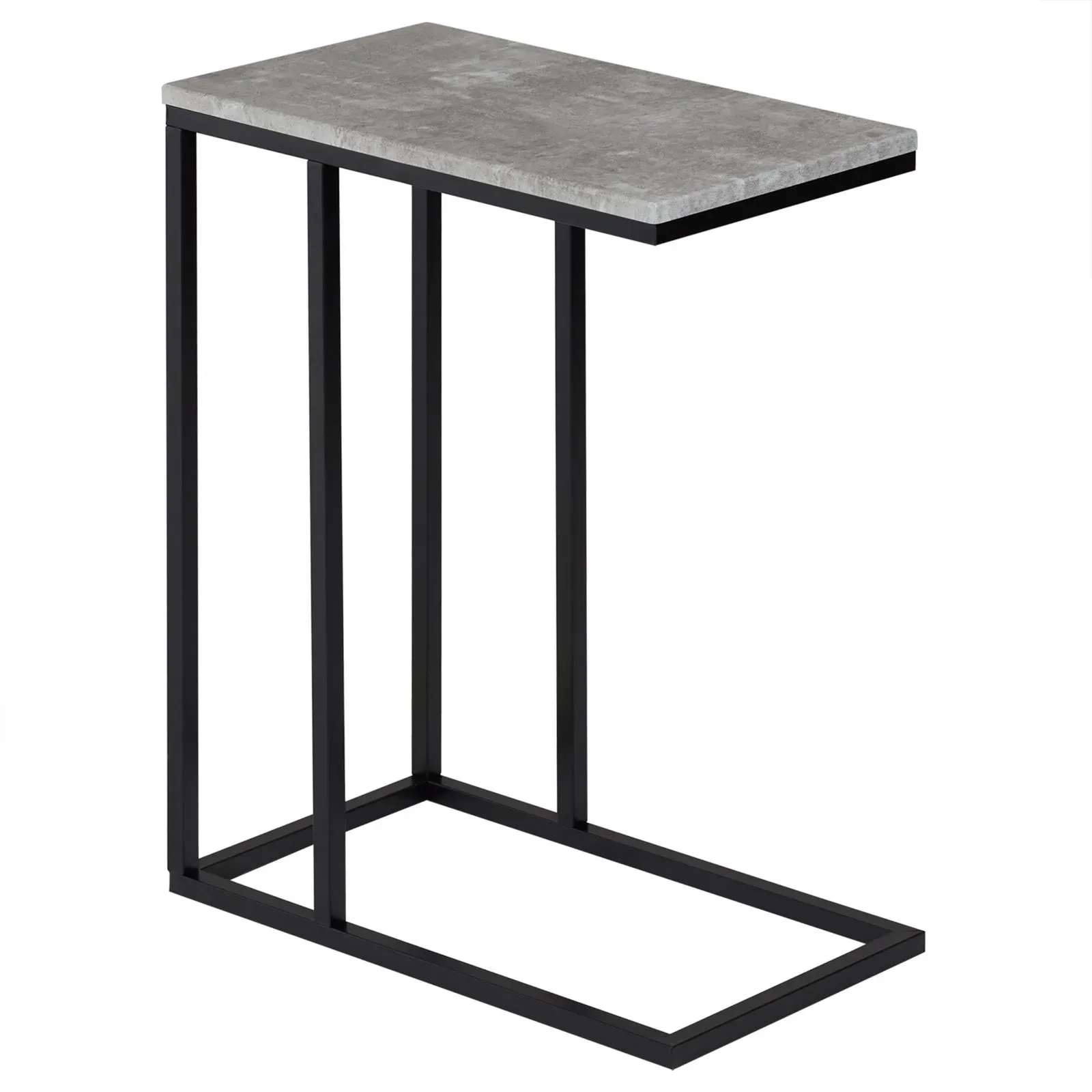 Table d'appoint avec plateau, cadre en métal, effet béton