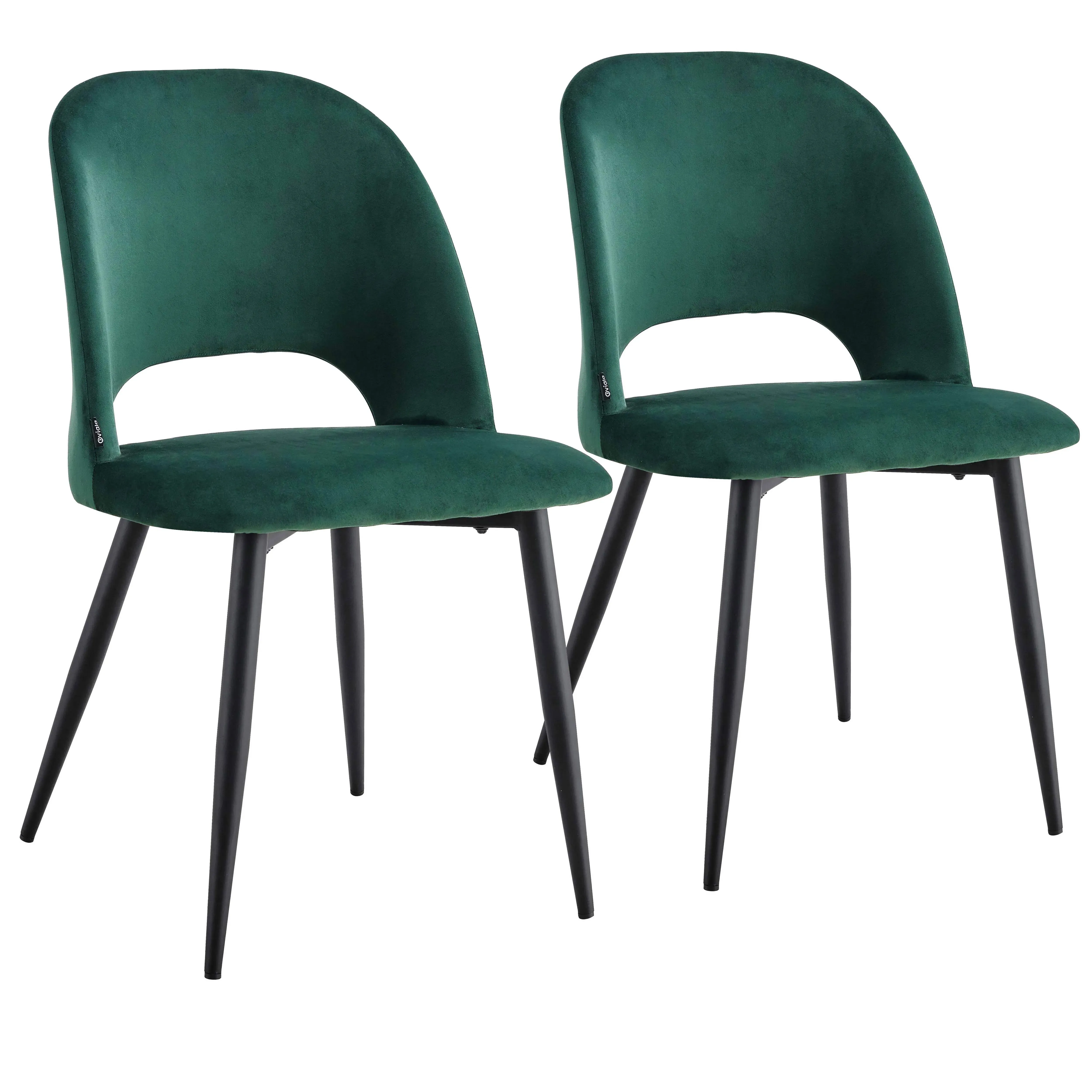 Lot de 2 chaises en acier et velours vert