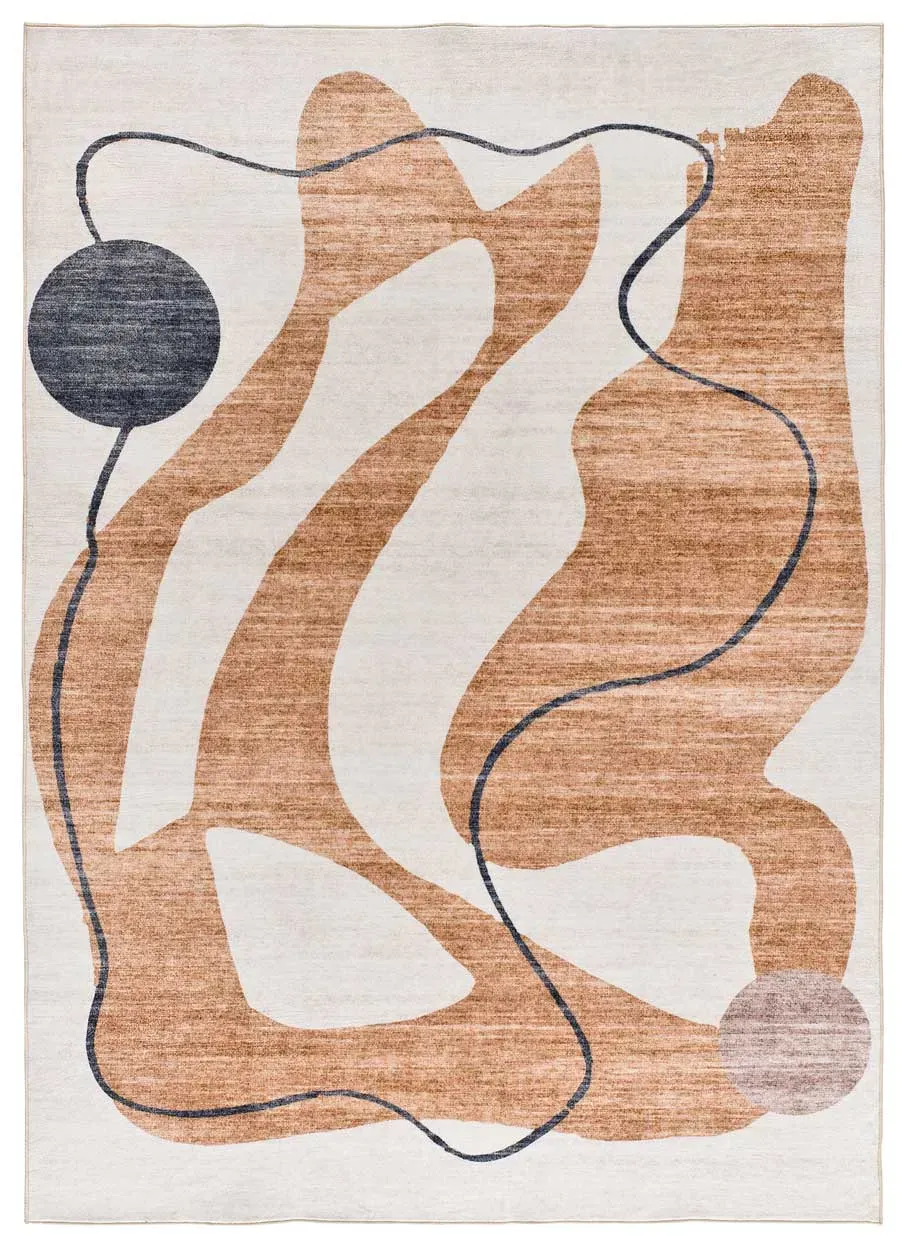 Tapis abstrait orange/crème 80x150 cm