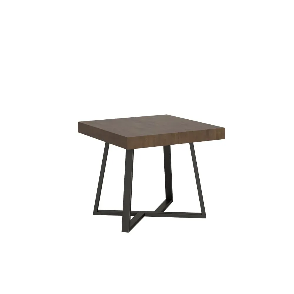 Table extensible 90x90/194 cm effet bois noyer