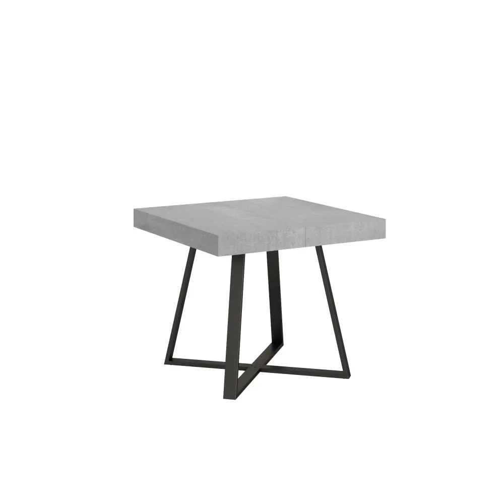 Table extensible 90x90/194 cm effet bois gris béton