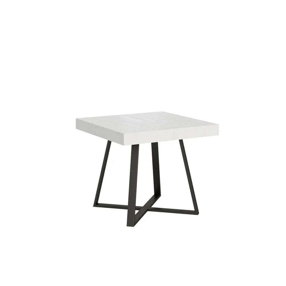 Table extensible 90x90/194 cm effet bois frêne blanc
