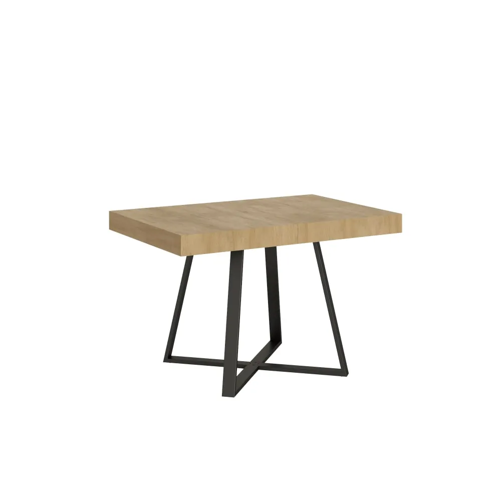Table extensible 80x120/204 cm effet bois chêne nature