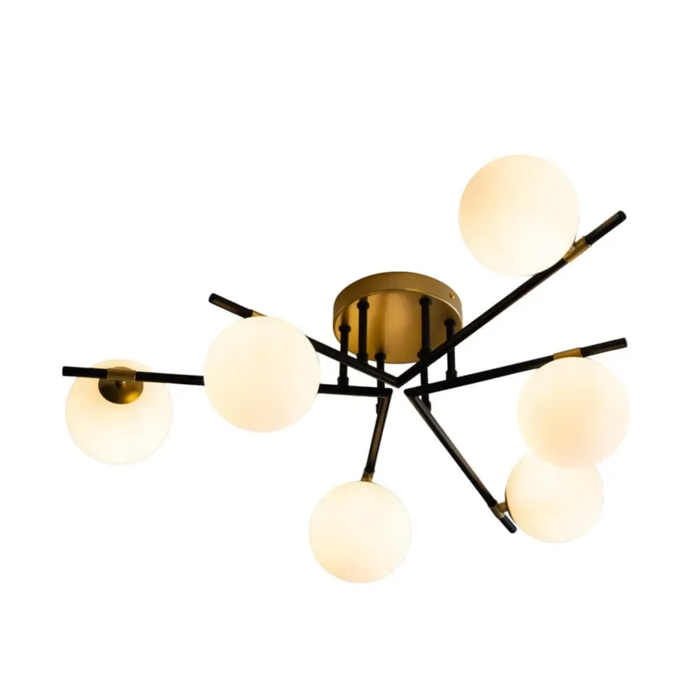 Plafonnier en verre Noir et doré 76 cm