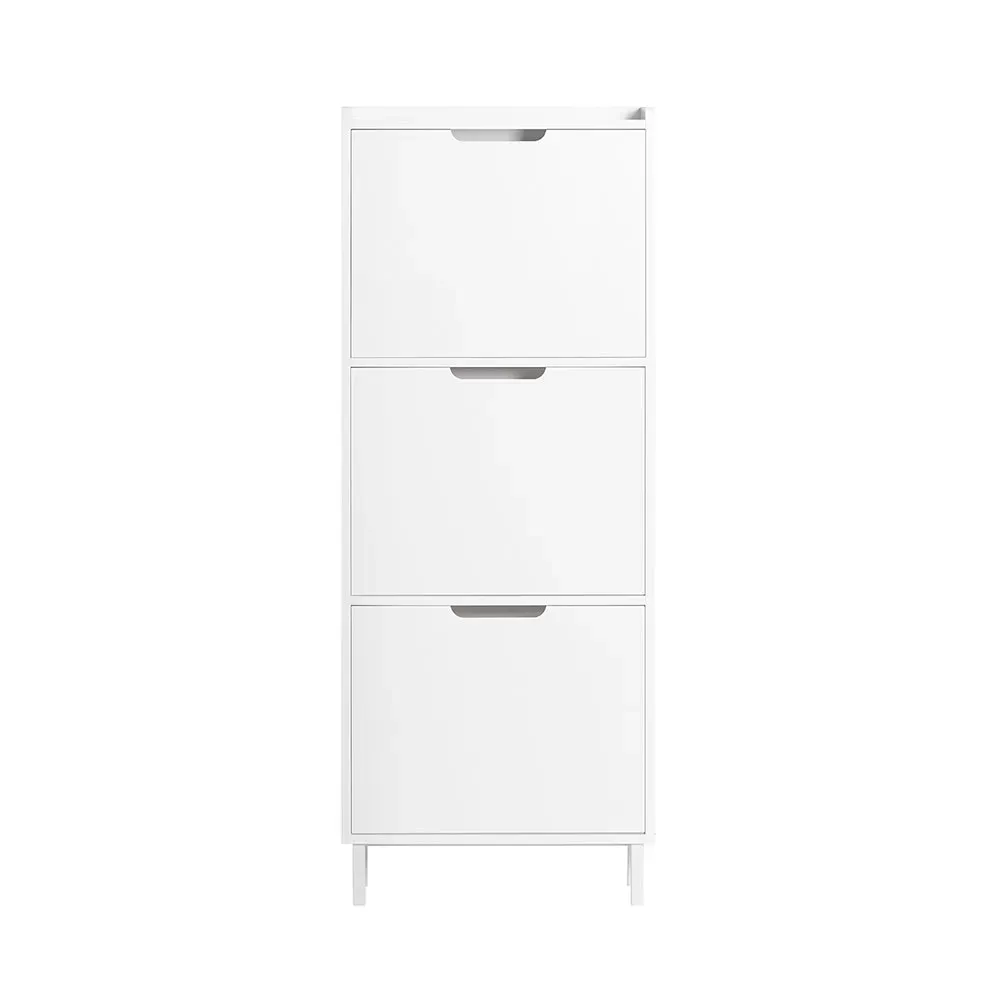 Meuble à chaussures avec 3 battants effect bois blanc