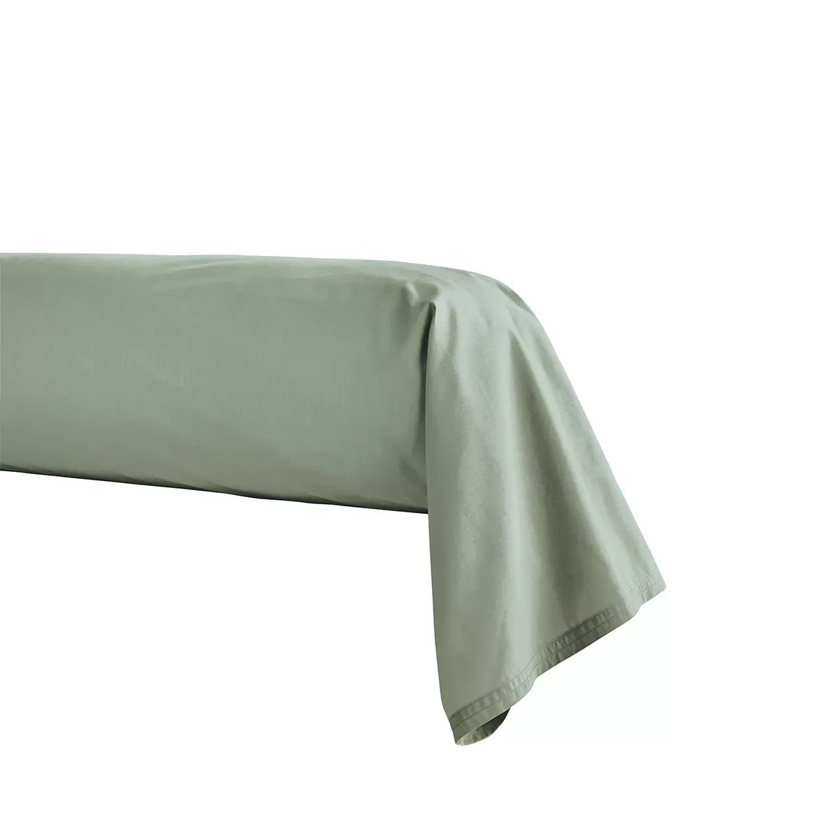 Taie de traversin unie en percale de coton vert 43x190