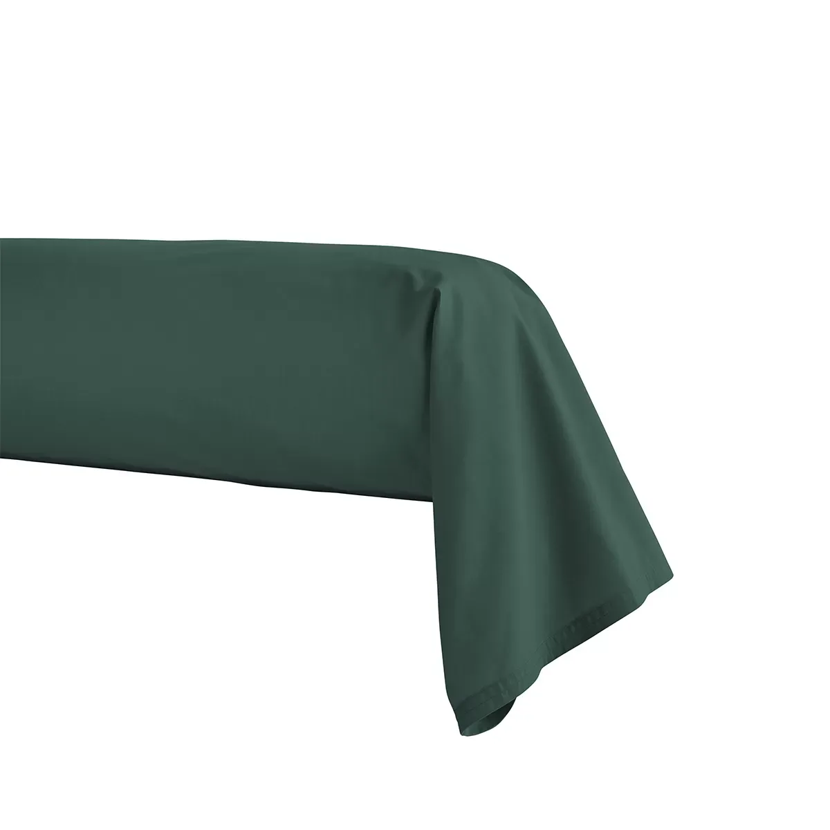 Taie de traversin unie en percale de coton vert 43x230