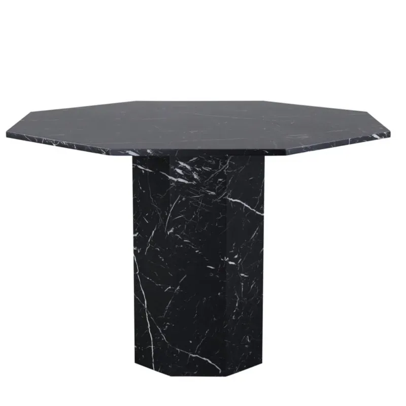 Table à manger design effet marbre noir MARBY noir 110x110x75cm