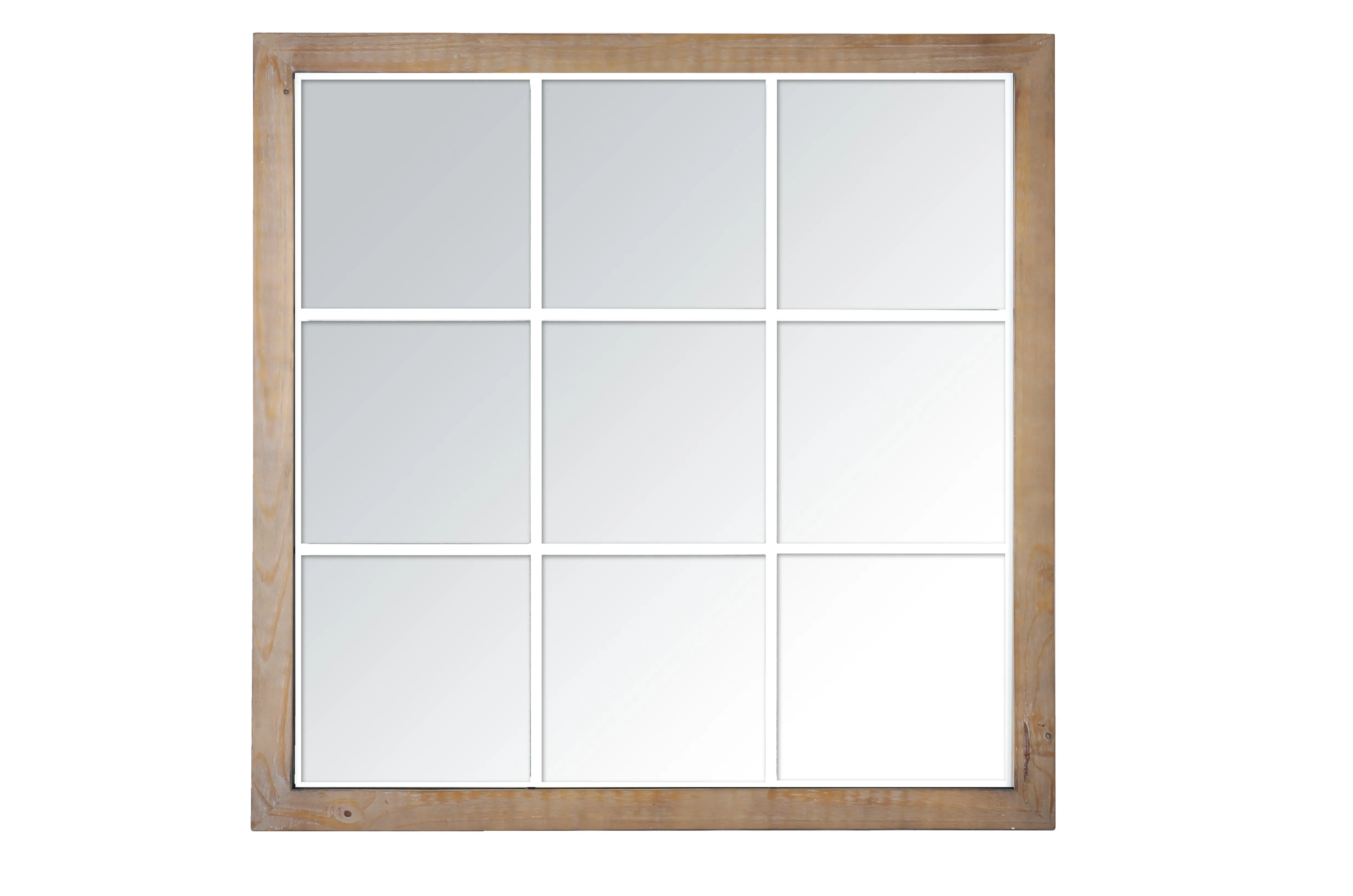 Miroir industriel carré effet fenêtre 9 vues 100x100cm