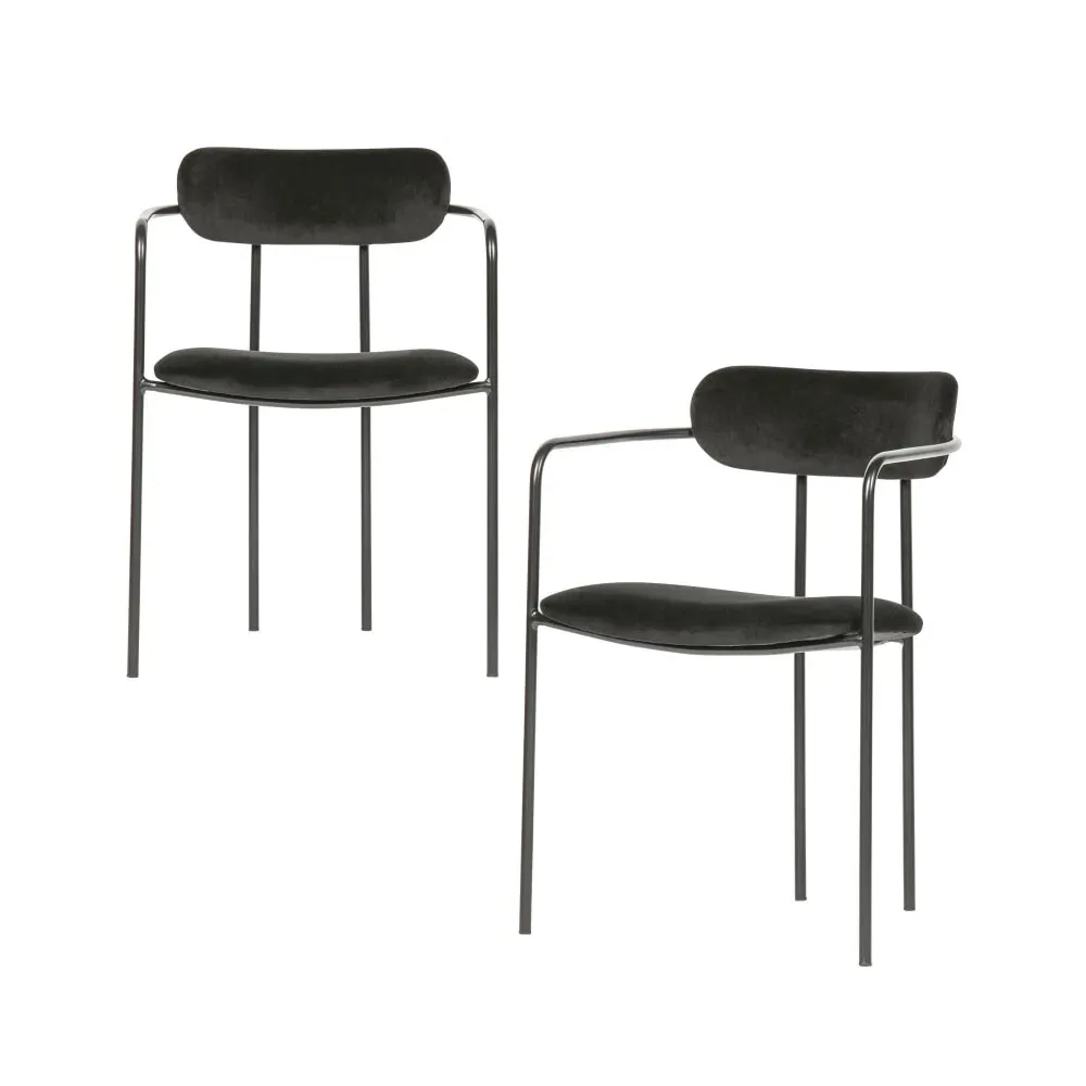 Lot de 2 chaises de table en velours noir