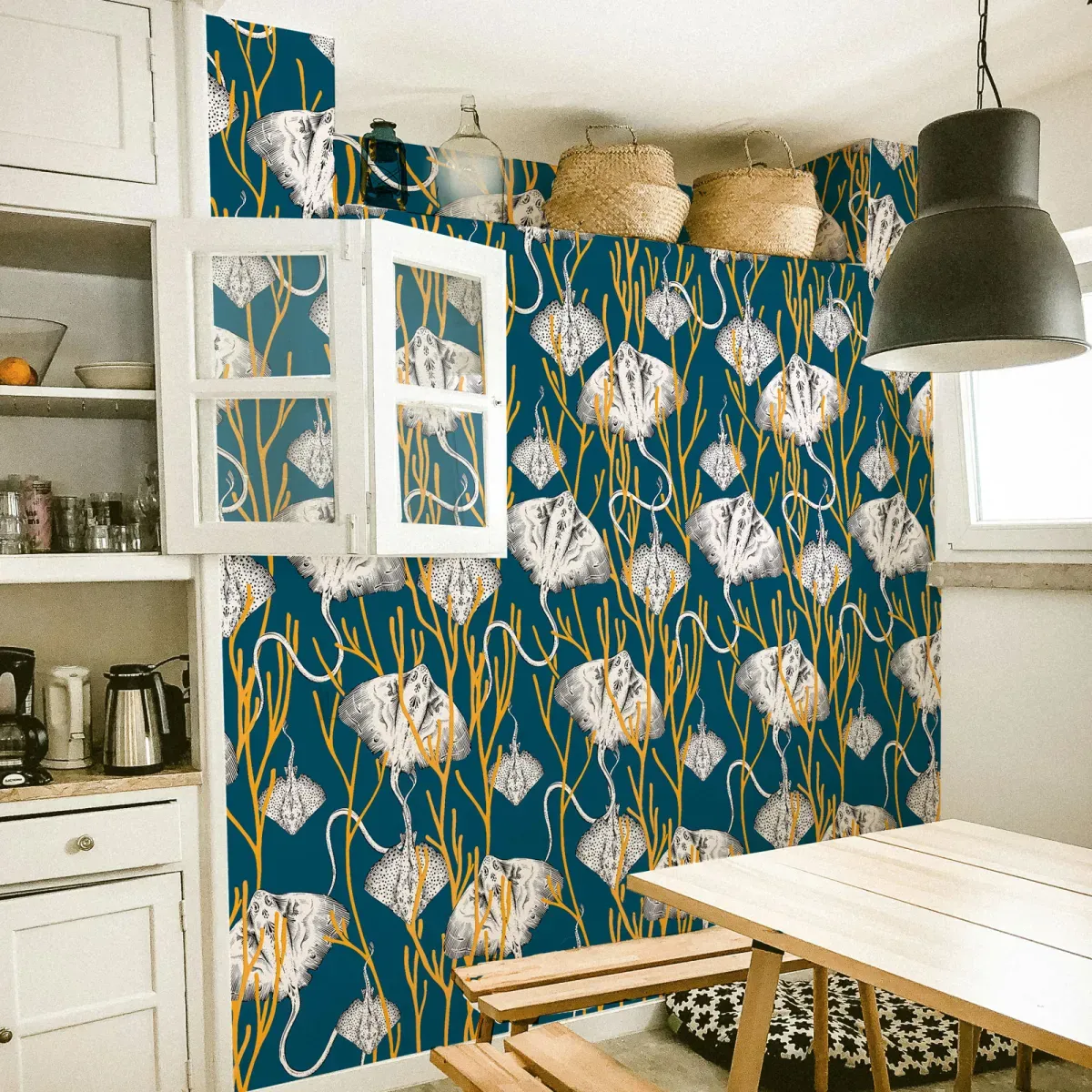 Papier peint panoramique narinari bleu 225x250cm