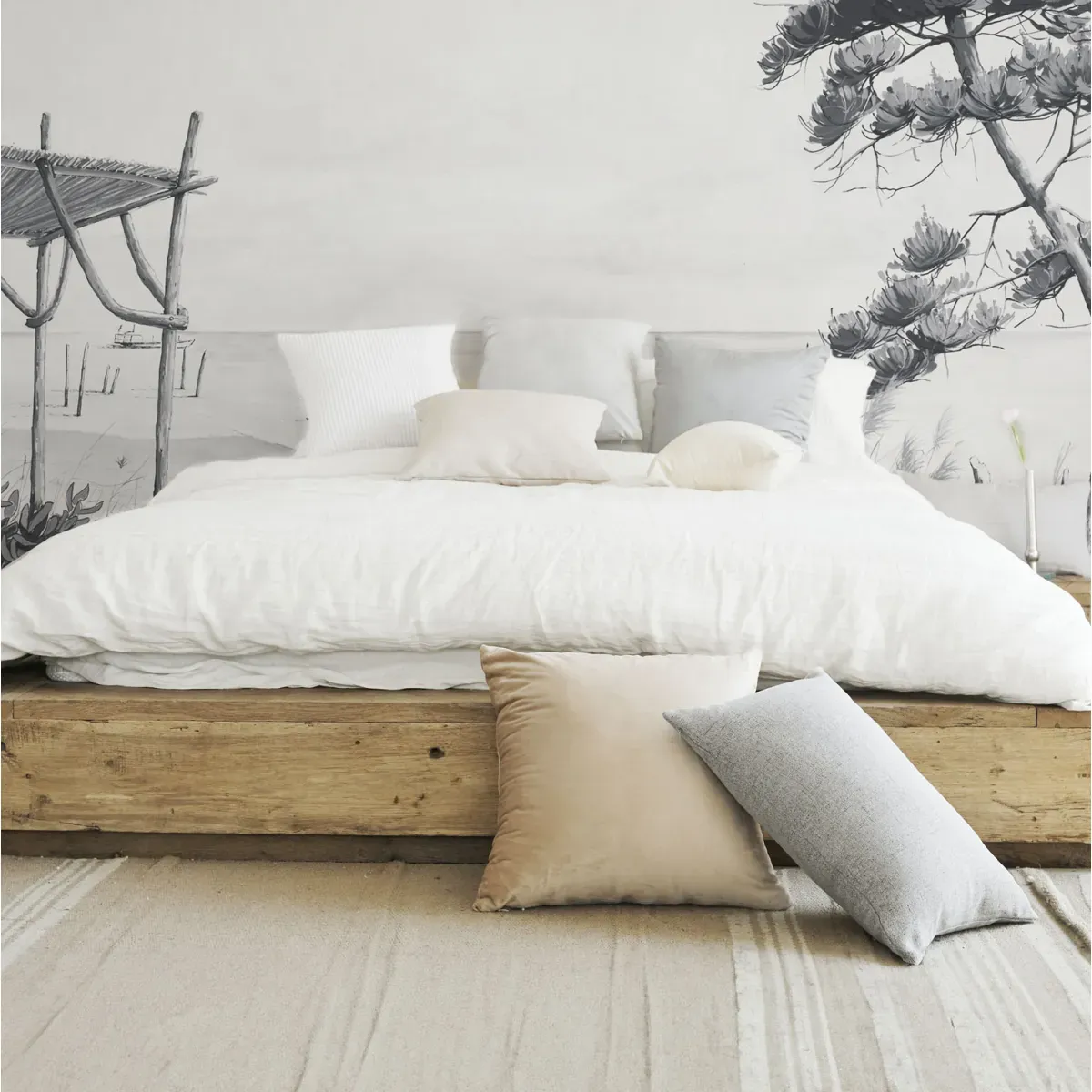 Papier peint panoramique la cabane à huitres gris 525x250cm