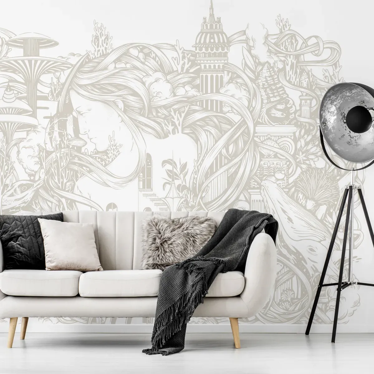 Papier peint panoramique atlante beige 375x250cm