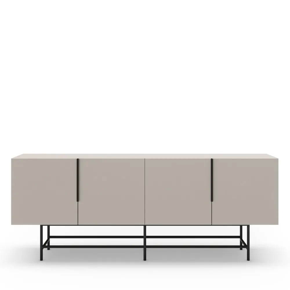 Buffet 4 portes en bois et métal L200cm - Beige