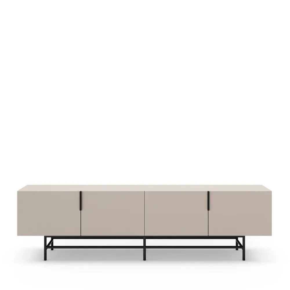 Meuble TV 4 portes en bois et métal L200cm - Beige