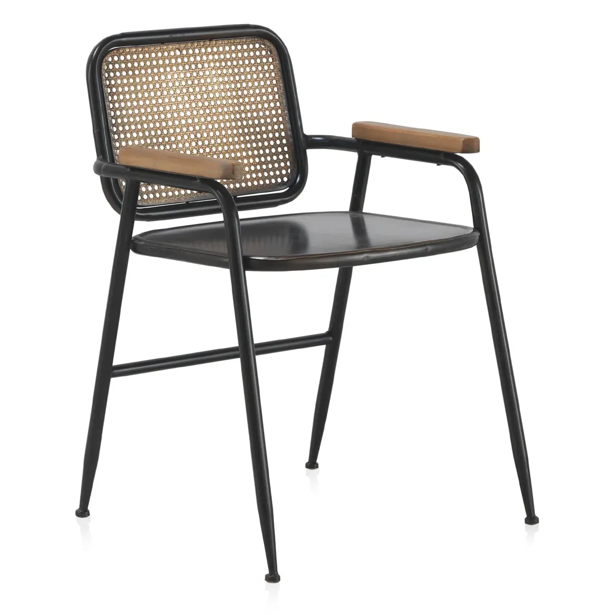 Fauteuil à dossier bronze avec structure en métal noir